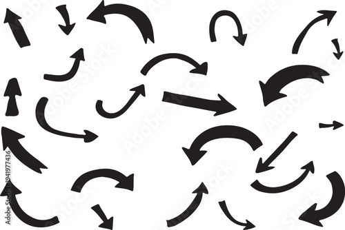 Dynamic arrow shapes collection: bold and curved icons for directional cues