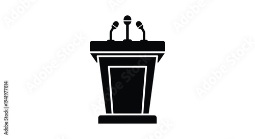 Black podium with microphones a simple graphic representation silhouette
