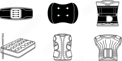 Essential collection of ergonomic back support devices and posture correction equipment for medical and wellness applications