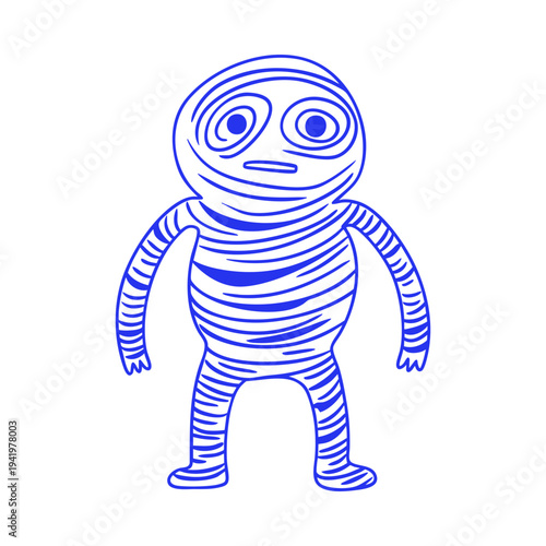 Boy Mummy Halloween Costume Doodle Illustration