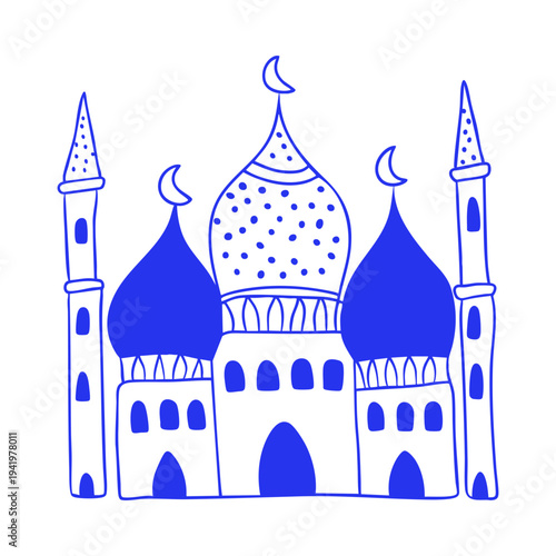 Islamic Mosque Architecture Building Doodle Illustration