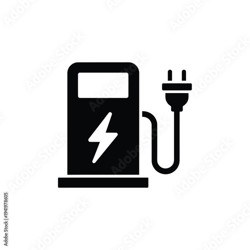 Electric vehicle charging station icon with a lightning bolt symbol and plug