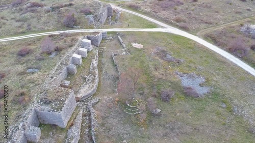 Wallpaper Mural Aerial drone video of ancient Roman military outpost, muncipium Asseria ruins near Benkovac, Croatia. Torontodigital.ca