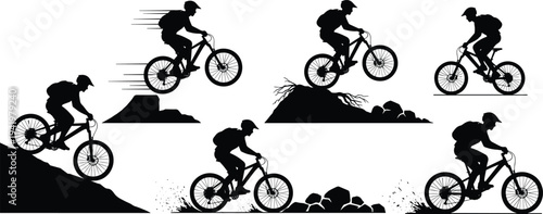 Marathon silhouettes sequence, hydration pack runner, drinking athlete, stroller walker, fast sprinter, fatigued runner, finish line victory, endurance sports journey