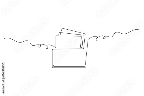 Folder icon continuous one line drawing minimalist outline vector illustration