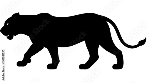 lion black silhouette icon, wild animal silhouette, isolated transparent background