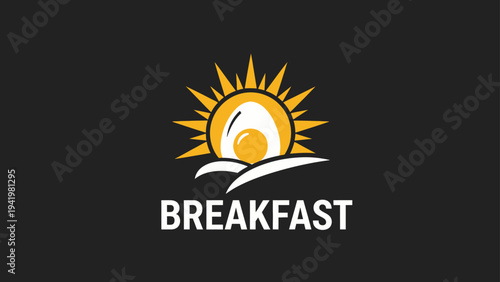 Breakfast logo with sun and plate.