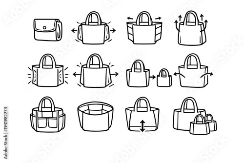 Solution foldable bag versatile icons icon side vector roomy clean grocery practical