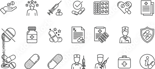 Human Resources and Talent Management Vector Line Icons Set Featuring Recruitment, Career Development, Teamwork, Leadership, Employment, Hiring, and Professional Growth
