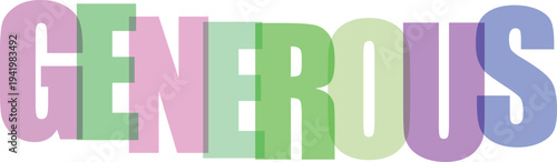 Generous Word in Multicolored Letters white background