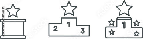 Three star podiums for ranking and awards with numbers one two and three