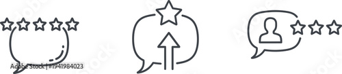 Rating and review icons with stars and speech bubbles