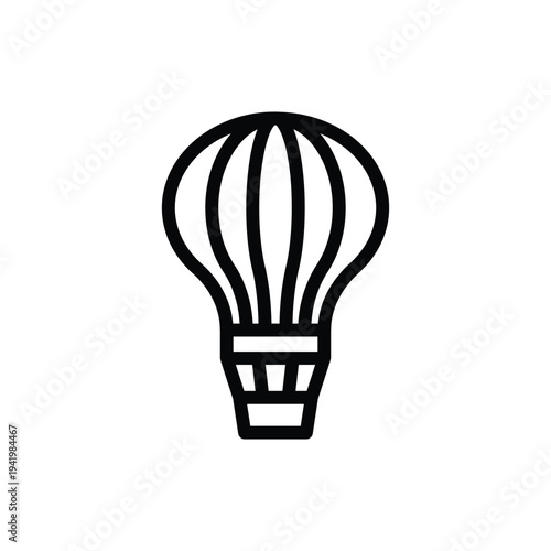 Hot air balloon icon simple black line art isolated on white icon.