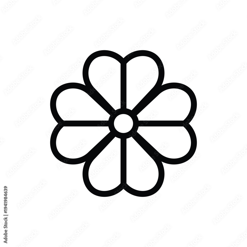 Obraz premium Simple black flower icon minimalist design element icon.