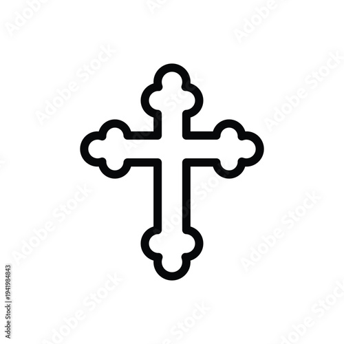 Tableau sur toile black cross symbol cruciform shape white background icon.