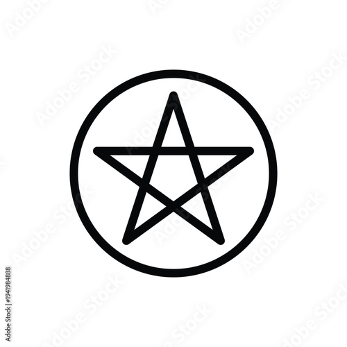 black pentagram symbol in circle icon.
