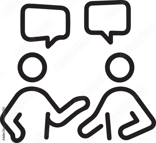Conversation Icon with Human Figures and Speech Bubbles