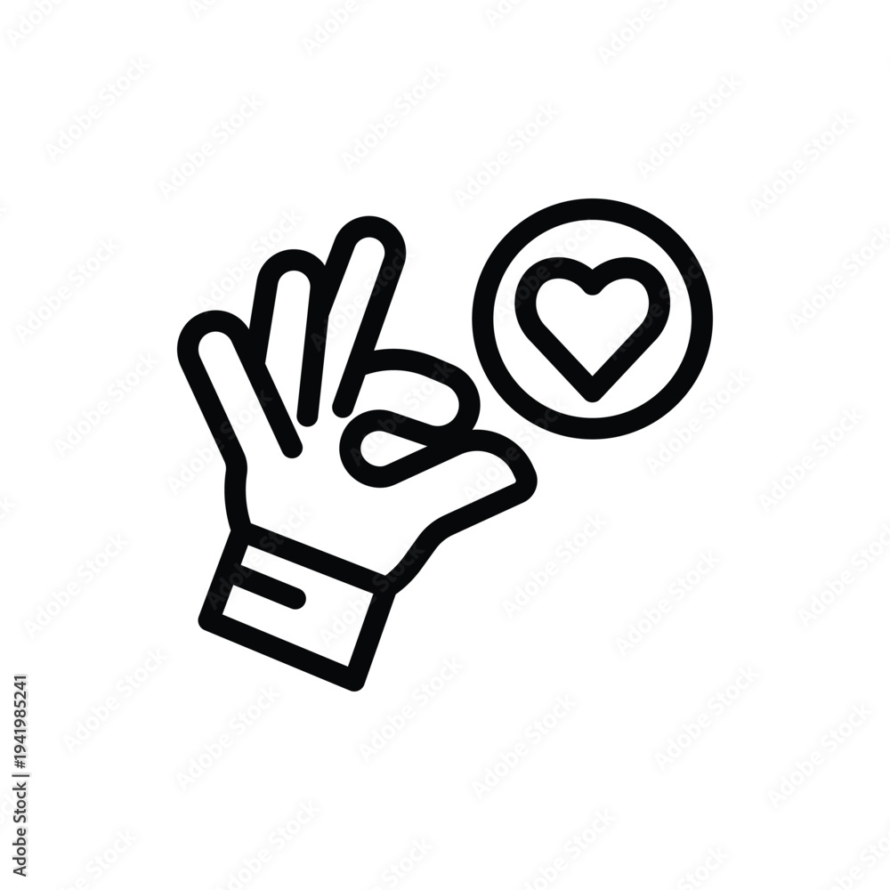 Fototapeta premium Hand holding heart icon love gesture charity symbol icon.