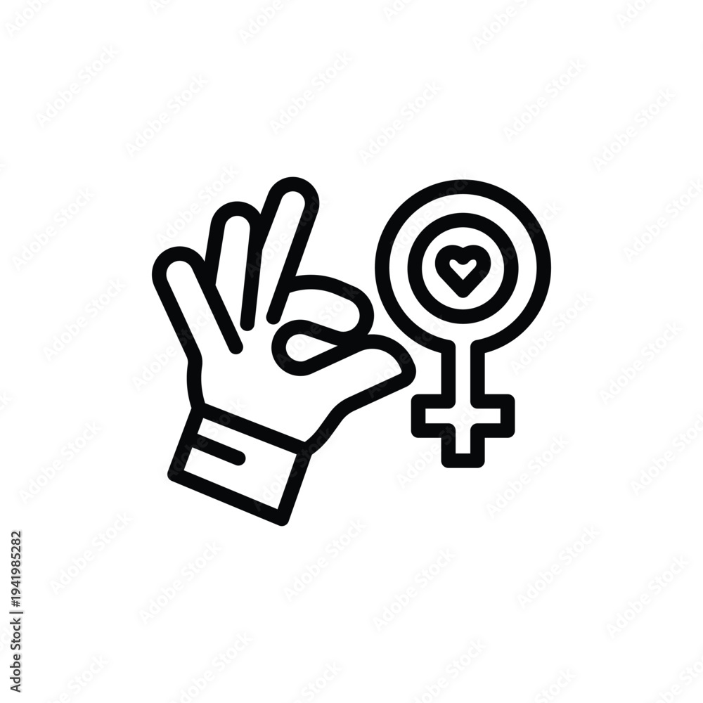 Obraz premium female empowerment love sign hand gesture icon icon.