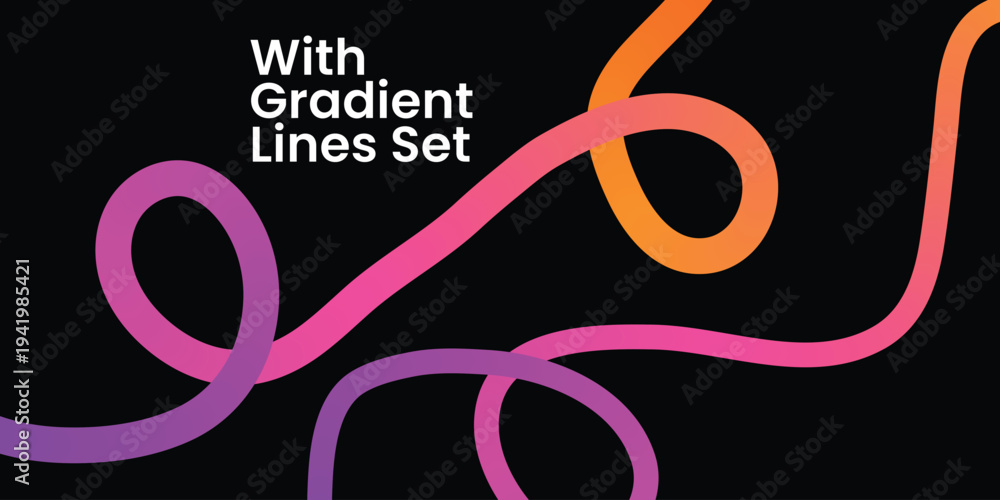 Obraz premium Gradient lines set with colorful swirling shapes