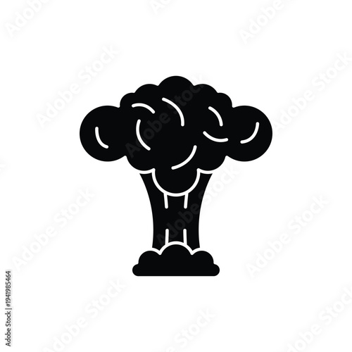 black mushroom cloud explosion nuclear bomb icon.
