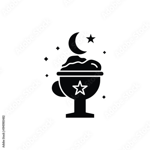 Dessert with Moon and Stars in Trophy Cup icon.