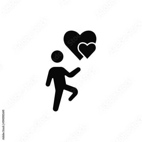 Man Running with Broken Heart Symbol icon.