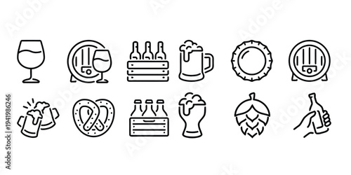 Beer icons and symbols for brewery and pub