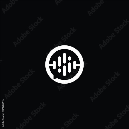 Minimalist audio wave logo design on a black background for podcasting and sound.