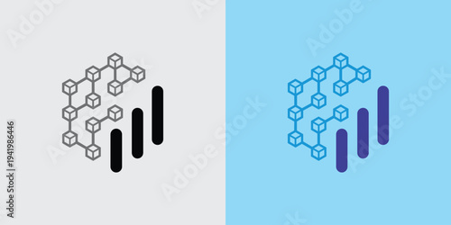 Isometric illustration of data analysis and information visualization.