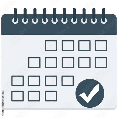 Spiral-bound calendar with a checkmark indicating a completed task