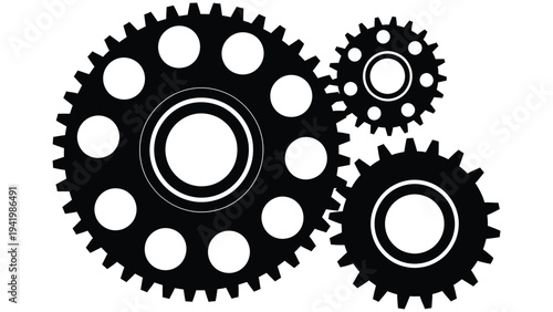 Illustration of three interlocking gears in a mechanical system