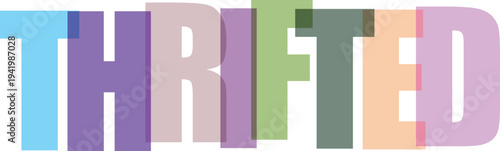 Multicolored Thrifted Text Logo white background