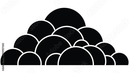 Abstract black and white illustration of overlapping circular shapes