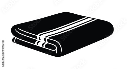 Folded towel design with simple lines a black graphic silhouette