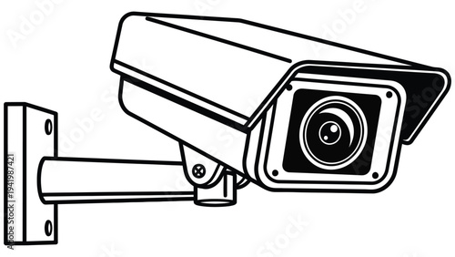 Black and white illustration of a wall mounted security camera