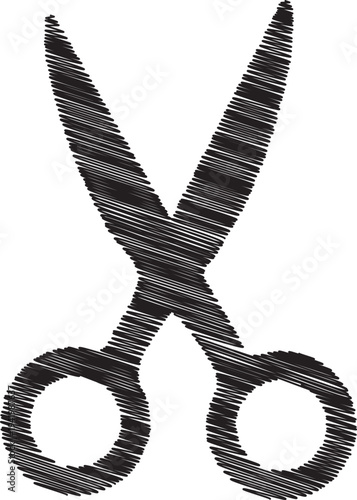 A pair of scissors made of small dots on white background