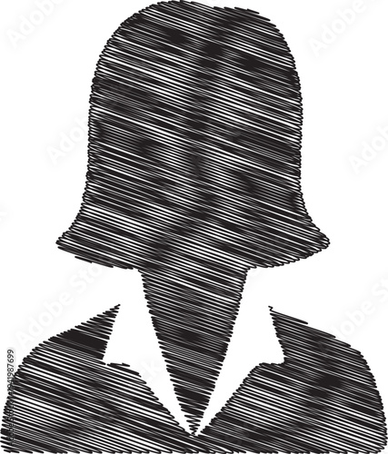 A black and white image of a woman's silhouette made of small dots