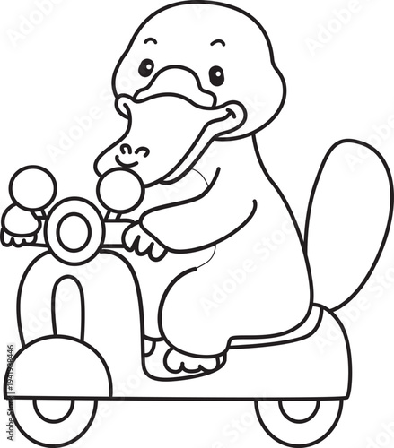 Coloring pages of Cute set of platypus sticker with activity. Outline of platypus 