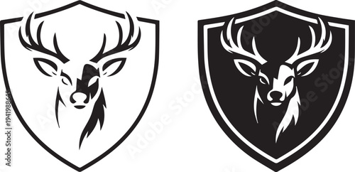 Deer head in shield vector illustration
