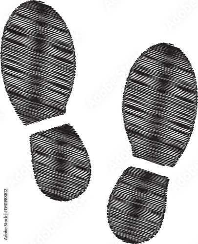 A pair of footprints are shown on the white background