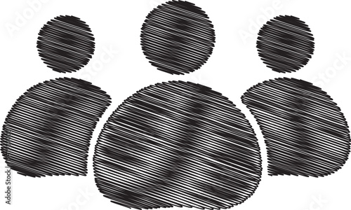 Three people icon representing teamwork and collaboration