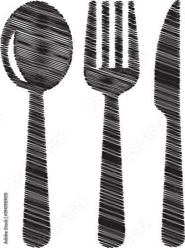 A set of tableware utensils for eating