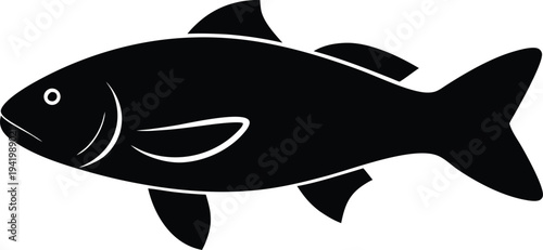 barramundi silhouette vector art illustration, black and white design