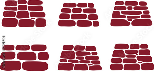 Six different red brick wall textures side by side