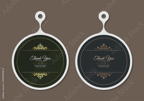 Elegant Vintage Thank You Tag Label with Luxury Ornamental Design