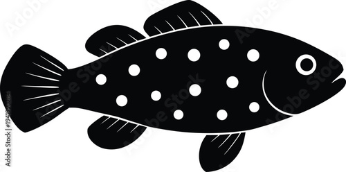 blue spotted jawfish silhouette vector art illustration, black and white design