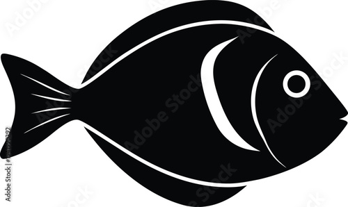 blue tang silhouette vector art illustration, black and white design