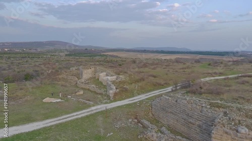 Wallpaper Mural Aerial drone video of ancient Roman military outpost, muncipium Asseria ruins near Benkovac, Croatia. Torontodigital.ca