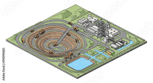 Aerial view of an industrial wastewater treatment plant with circular sedimentation tanks and facilities.